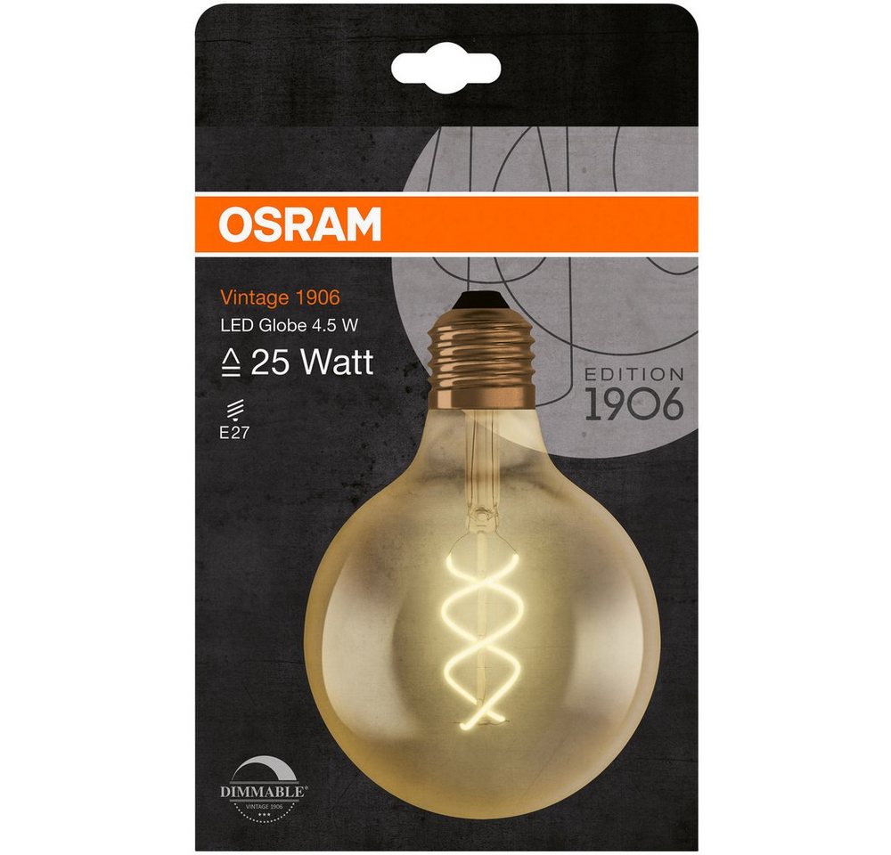 Osram LED-Leuchtmittel OSRAM HOMELIGHTING 4058075270008 LED EEK G (A - G) E27 Globeform 4 W = von Osram
