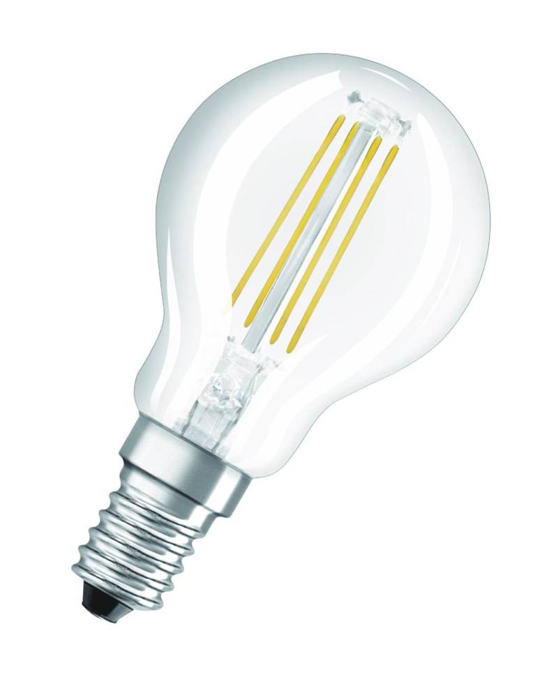 Osram LED Leuchtmittel Retrofit CL P 40 E14 4W 2er Pack warmweiß, klar von Osram