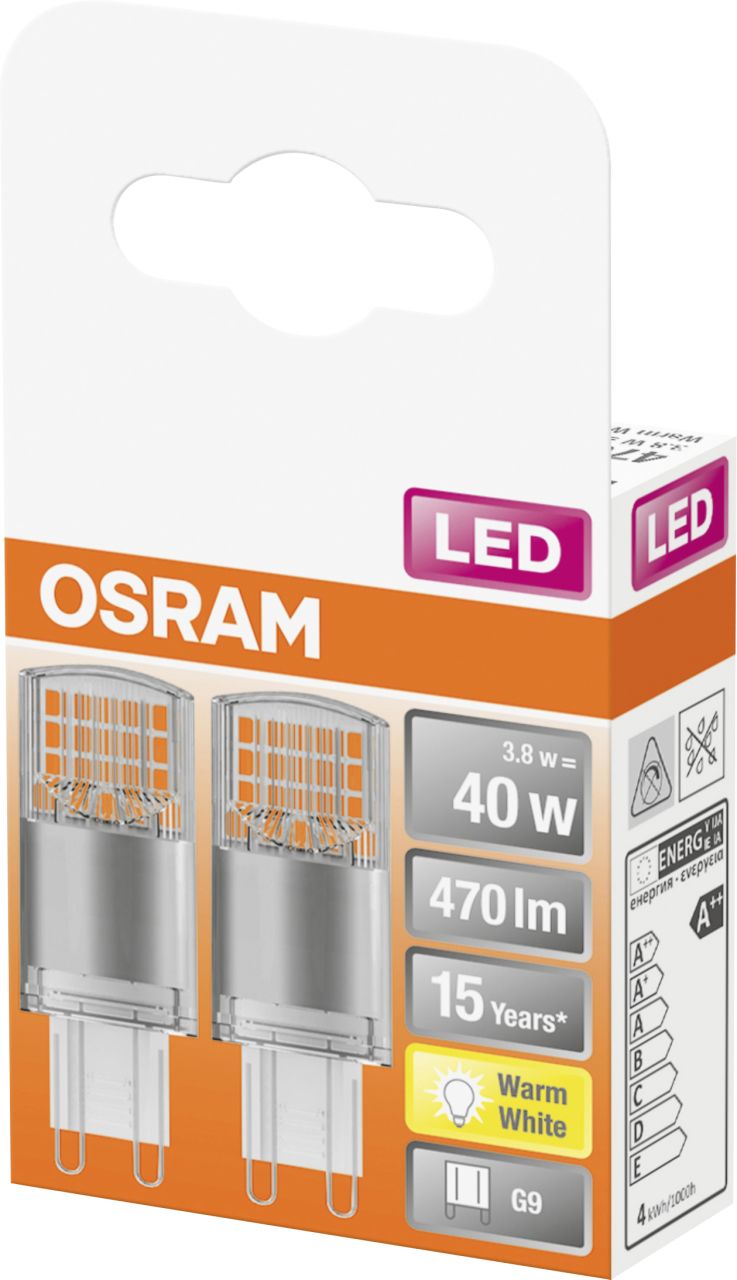 Osram LED Stiftsockellampe Star G9 4,2 W 2er-Pack warmweiß, klar von Osram