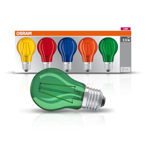 Osram LED Star Classic A Décor Color Box, in Kolbenform mit E27-Sockel, Dekoratives Licht und Design, Ersetzt 15 - Watt, 5er-Pack von Osram