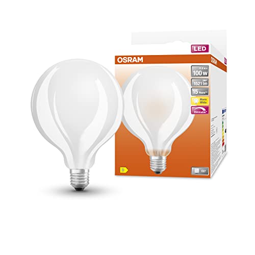 Osram LED Star Classic Globe dimmable Lampe, Sockel: E27, Warm White, 2700 K, 12 W, Ersatz für 100-W-Glühbirne von Osram