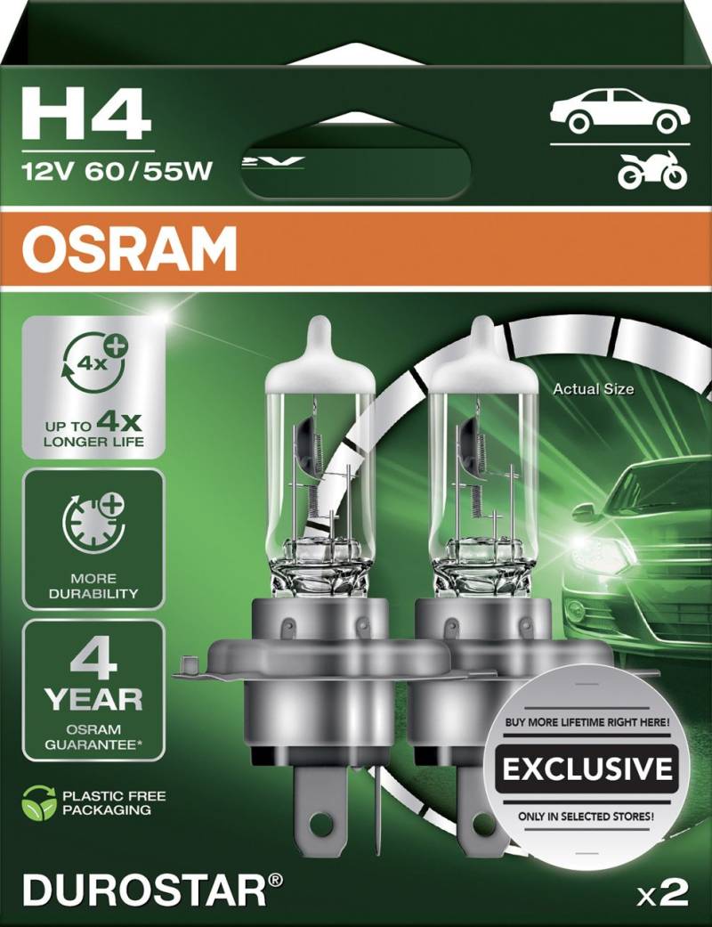 Osram Scheinwerferlampe H4 Durostar 2.0 2 Stück von Osram