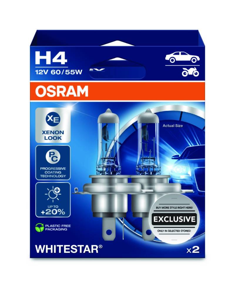 Osram Scheinwerferlampe H4 Whitestar 2.0 2 Stück von Osram