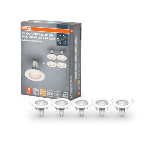 Osram Spotlight Deckeneinbauleuchten-Set in Weiß inklusive LED 5x2.6W GU10, IP20-Schutz, für Innenräume geeignet von Osram