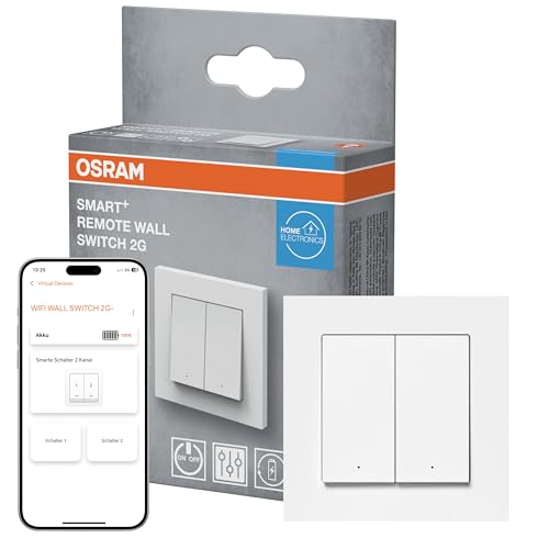 OSRAM SMART+ WiFi Wandschalter 2 Tasten, magnetisch, USB-C aufladbar, 6 Monate Laufzeit, Alexa kompatibel, Weiß OSRAM SMART+ WiFi Wandschalter 2 Tasten, magnetisch, USB-C aufladbar, 6 Monate Laufzeit, Alexa kompatibel, Weiß von Osram