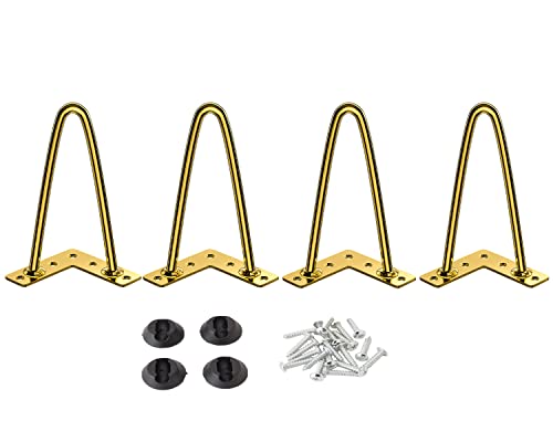 Osring 6 Inch Hairpin Legs Solid Steel Furniture Table Leg 4pcs, Heavy Duty Hairpin Feet 3/8” Dia 2 Rods Furniture Legs Golden with Protector Pads for TV Stand, Wood Table and Coffee Table Osring 6 Inch Hairpin Legs Solid Steel Furniture Table Leg 4pcs, Heavy Duty Hairpin Feet 3/8” Dia 2 Rods Furniture Legs Golden with Protector Pads for TV Stand, Wood Table and Coffee Table von Osring