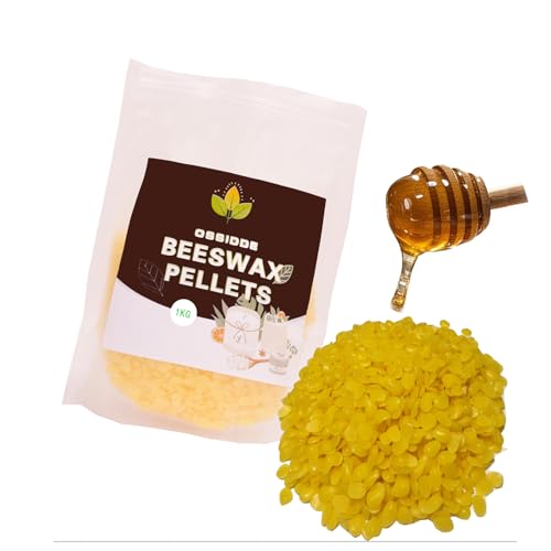 Ossidde Bienenwachs Pastillen, hochwertig, 1 kg natürliches Bienenwachs, ideal für Naturkosmetik, Bienenwachstücher oder Kerzenwachs von Ossidde