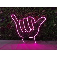 Benutzerdefinierte Shaka Hand Leuchtreklame, Personalisiertes Geschenk, Geschenke Für Ihn, Sie, Kinder Schlafzimmer Dekor, Blau Neon Grüne Led von Ossyneon