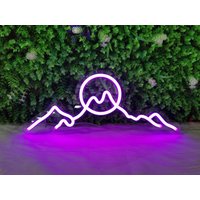 Benutzerdefinierte Sonnenaufgang Sonnenuntergang Neon Schild, Personalisiertes Geschenk Für Sie Ihn, Wandkunst, Berg Führte Neonlicht Zeichen von Ossyneon