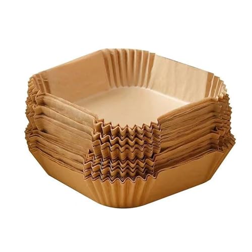 OstarkDom 100 Stück Luftfritteuse Papier 6L Einweg Antihaftpapier für Luftfritteuse Luftfritteuse Quadratische Matten Öldichte Matte für Fritteusen Küchenöfen von OstarkDom