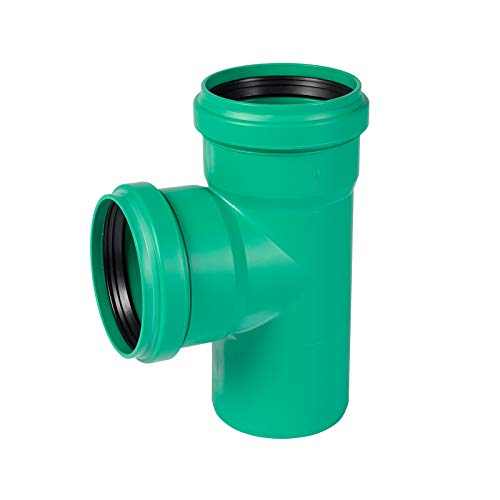 Ostendorf Kunststoffe KG 2000 Polypropylen (PP) Abzweig DN110/110/87° Grüner Rohrabzweig mit zwei Muffen und Dichtringen, Einzelstück von Ostendorf Kunststoffe