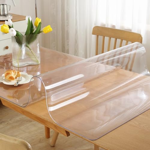 OstepDecor Glasklar Folie 1.5mm, transparente Tischdecke, Tischschutz, Schutztischdecke, Tischfolie Abwaschbar, Größe wählbar (Breite: 110cm x Länge: 180cm) von OstepDecor