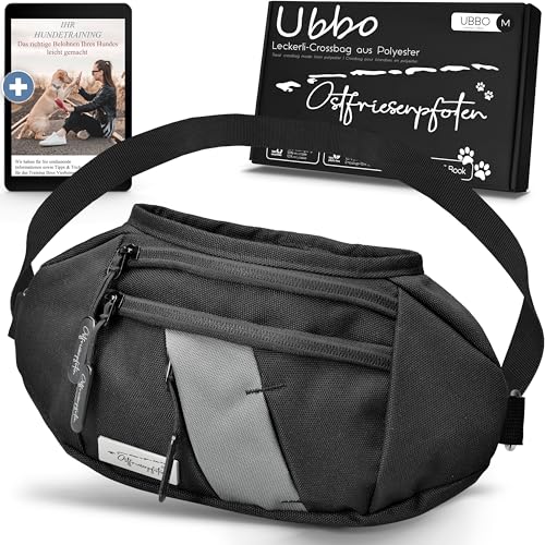 Ostfriesenpfoten® Leckerli-Crossbag 'Ubbo' für Hunde aus hochwertigem Polyester mit Einhandmagnetverschluss - Leckerlibeutel inkl. wechselbarem Innenfutter - Schwarz von Ostfriesenpfoten