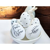 Osterei Mit Herzen, Ostergeschenk Dekoration Schwarz - Weiß von OstisZauberwelt