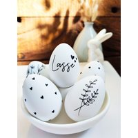 Osterei Personalisiert, Ostergeschenk Dekoration Schwarz - Weiß Osterei Personalisiert, Ostergeschenk Dekoration Schwarz - Weiß von OstisZauberwelt