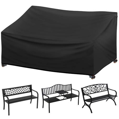 Gartenbank Abdeckung 2-Sitzer Wasserdichte UV-Beständig Schutzhülle für Gartenbank 135x71.5x69/89 cm Ganzjahres-Reißfeste Gartenmöbel-Abdeckungen für Liegebank Outdoor-Aufbewahrungsbänke Sofa, Schwarz von Ostlttyn