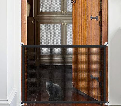Portable Treppe Tor für Hunde Indoor Magic Pet Gates für The House Doorway Upgraded Mesh 180/110 x 78cm Sicherheit Welpen Zaun Gehäuse, schwarz von Ostlttyn