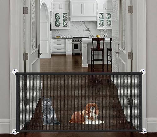 Portable Treppe Tor für Hunde Indoor Magic Pet Gates für The House Doorway Upgraded Mesh 180/110 x 78cm Sicherheit Welpen Zaun Gehäuse, schwarz von Ostlttyn