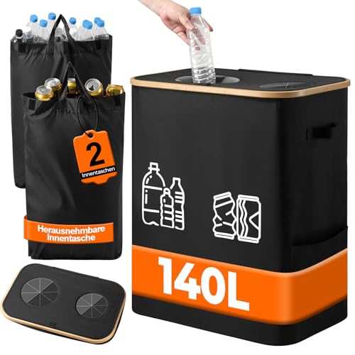 Ostyel Pfandflaschen Sammelbehälter - Upgraded 140L Pfandflaschen Behälter 2 Fächer,Groß Leergut Sammelbehälter mit Seitentasche,Pfandsammler Zusammenklappbar Abnehmbar zum Reinigen Ostyel Pfandflaschen Sammelbehälter - Upgraded 140L Pfandflaschen Behälter 2 Fächer,Groß Leergut Sammelbehälter mit Seitentasche,Pfandsammler Zusammenklappbar Abnehmbar zum Reinigen von Ostyel