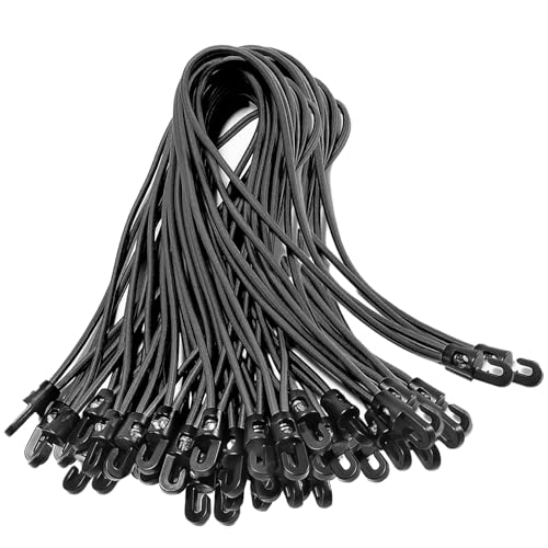 Spanngummi mit Haken, 50 Stück Expander mit Haken, Multifunktional Planenspanner, Zeltgummis Gummispanner für Camping Planen, Anhängerplane, Poolabdeckung (Schwarz, 25cm) von Osuter