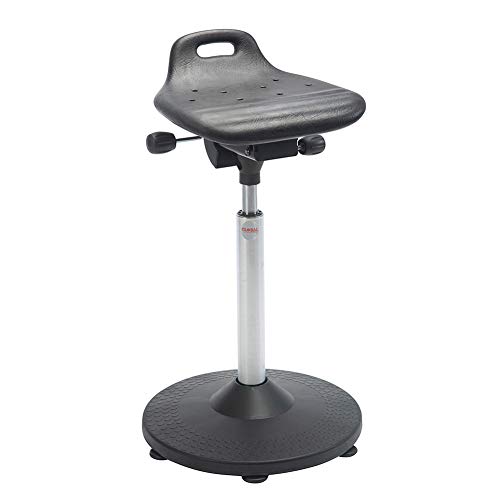 Arbeitshocker Stehhilfe, 57-83 cm Sitzhöhe, mit Griff, Trompetenfuß, schwarz von Oswald Transportgeräte