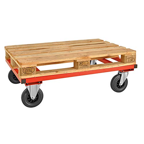 Paletten-Fahrgestell Palettenwagen, niedrig, LxBxH 1.200 x 1.000 x 305 mm, Tragkraft: 800 kg, rot von Oswald Transportgeräte