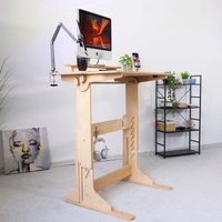 Hölzerner Schreibtisch Höhenverstellbar Natürlicher Klappschreibtisch Großer Laptopständer Wohnmöbel Arbeitstisch Mitarbeiter Geschenk von OtamanDesk