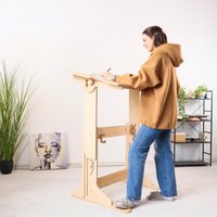 Stehpult Computer Schreibtisch Mit Regal Modern Verstellbare Höhe Arbeitstisch Sitzen, Um Personalisiertes Geschenk Für Ihn Zu Stehen von OtamanDesk