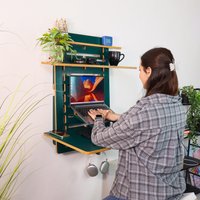 Wand Schreibtisch Stehtisch Montiert Regal Falten Monitor Murphy Sperrholz Platzsparende Möbel Floating Kompakte Verstellbare Arbeitsstation von OtamanDesk
