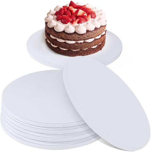Ezvsevuo 5 Stück Tortenunterlage Rund,Weiß Cake Board 30 cm Rund,Tortenplatte Pappe 11mm - Wiederverwendbar & Fett - Kuchenplatte Tortenboden Karton für Transport und Präsentation Kuchen,Desserts von Otauoaea