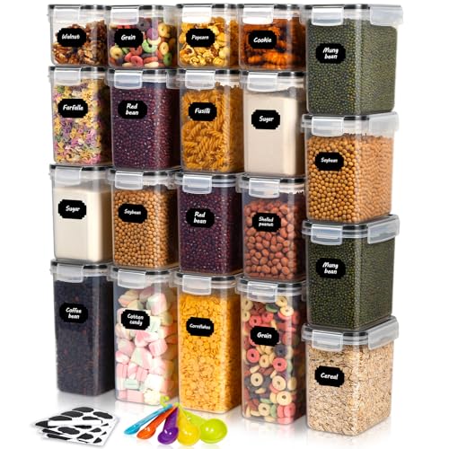 Otauoaea Vorratsdosen Set of 20 - Vorratsdosen mit Deckel Luftdicht - BPA-frei - Luftdicht Vorratsbehälter Aufbewahrungsbox mit Etiketten - Küchen Organizer für Cornflakes Müsli Mehl von Otauoaea