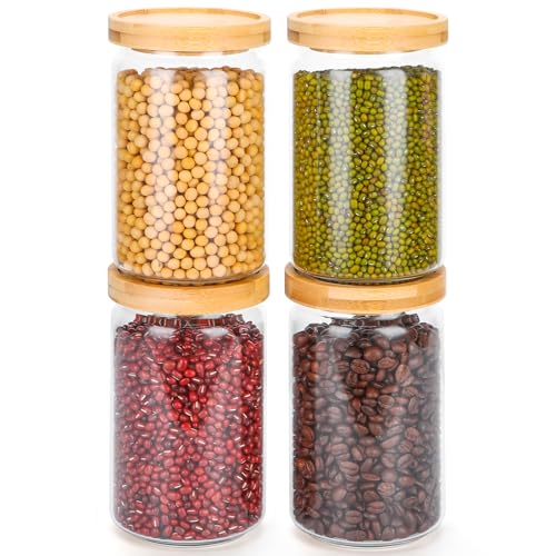 Otauoaea Vorratsgläser mit Deckel - 700ml 4er Set Vorratsdosen Glas mit Geriffelter Bambusdeckel - Stabiles Stapeln - Vorratsglas mit Deckel Luftdicht - Aufbewahrungsgläser mit Deckel Otauoaea Vorratsgläser mit Deckel - 700ml 4er Set Vorratsdosen Glas mit Geriffelter Bambusdeckel - Stabiles Stapeln - Vorratsglas mit Deckel Luftdicht - Aufbewahrungsgläser mit Deckel von Otauoaea