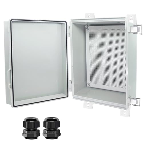 Otdorpatio Abzweigdose, Scharnierabdeckung Edelstahl Verriegelung IP67 Wasserdicht ABS Projektbox mit 2 PG21 Kabelverschraubung, Elektrokastengehäuse mit Montageplatte & Wandhalterung 13x9.8x5.9 Zoll Otdorpatio Abzweigdose, Scharnierabdeckung Edelstahl Verriegelung IP67 Wasserdicht ABS Projektbox mit 2 PG21 Kabelverschraubung, Elektrokastengehäuse mit Montageplatte & Wandhalterung 13x9.8x5.9 Zoll von Otdorpatio
