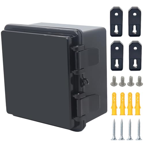Otdorpatio Abzweigdose, aufklappbare schwarze Abdeckung, IP67, wasserdicht, ABS-Projektbox mit Montageplatte, Elektrokastengehäuse mit Wandhalterung, 150 x 150 x 90 mm Otdorpatio Abzweigdose, aufklappbare schwarze Abdeckung, IP67, wasserdicht, ABS-Projektbox mit Montageplatte, Elektrokastengehäuse mit Wandhalterung, 150 x 150 x 90 mm von Otdorpatio