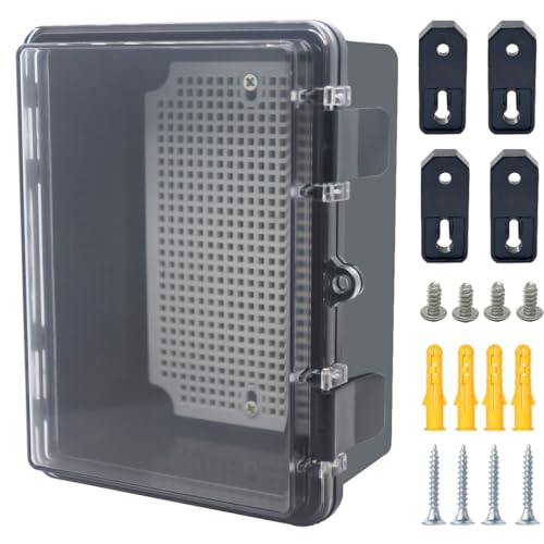 Otdorpatio Abzweigdose, aufklappbare schwarze transparente Abdeckung, IP67, wasserdicht, ABS-Projektbox mit Montageplatte, Elektrokastengehäuse mit Wandhalterung, 180 x 130 x 90 mm Otdorpatio Abzweigdose, aufklappbare schwarze transparente Abdeckung, IP67, wasserdicht, ABS-Projektbox mit Montageplatte, Elektrokastengehäuse mit Wandhalterung, 180 x 130 x 90 mm von Otdorpatio