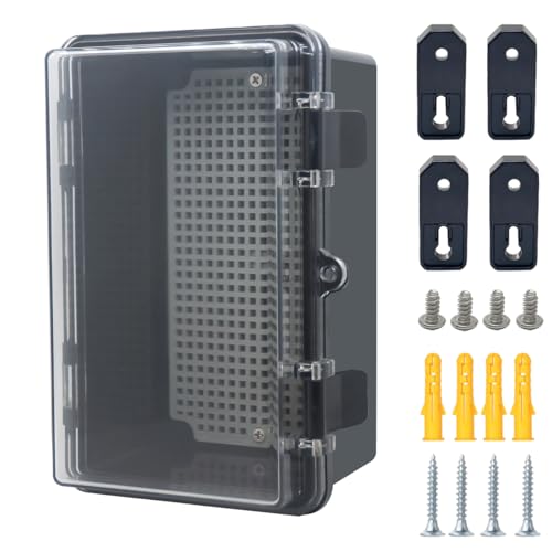 Otdorpatio Abzweigdose, aufklappbare schwarze transparente Abdeckung, IP67, wasserdicht, ABS-Projektbox mit Montageplatte, Elektrokastengehäuse mit Wandhalterung, 210 x 130 x 110 mm Otdorpatio Abzweigdose, aufklappbare schwarze transparente Abdeckung, IP67, wasserdicht, ABS-Projektbox mit Montageplatte, Elektrokastengehäuse mit Wandhalterung, 210 x 130 x 110 mm von Otdorpatio