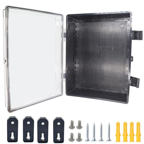Otdorpatio Abzweigdose, aufklappbare schwarze transparente Abdeckung, IP67, wasserdicht, ABS-Projektbox mit Montageplatte, Elektrokastengehäuse mit Wandhalterung, 400 x 300 x 170 mm Otdorpatio Abzweigdose, aufklappbare schwarze transparente Abdeckung, IP67, wasserdicht, ABS-Projektbox mit Montageplatte, Elektrokastengehäuse mit Wandhalterung, 400 x 300 x 170 mm von Otdorpatio