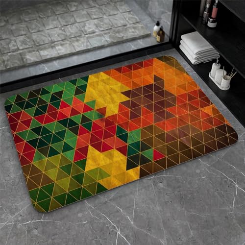 OwkHome Badematte Aus Kieselgur In Rot, Weiß Und Blau, Rutschfester, Super Saugfähiger Badezimmerteppich, Schnell Trocknende Küchentürmatte(#10,20x31Inch (50 * 80cm)) von OteHome