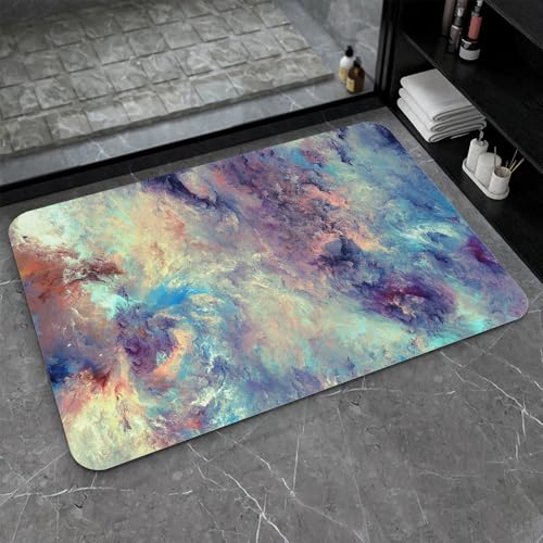OwkHome Badematte Aus Kieselgur In Rot, Weiß Und Blau, Rutschfester, Super Saugfähiger Badezimmerteppich, Schnell Trocknende Küchentürmatte(#17,16x24Inch (40 * 60cm)) von OteHome