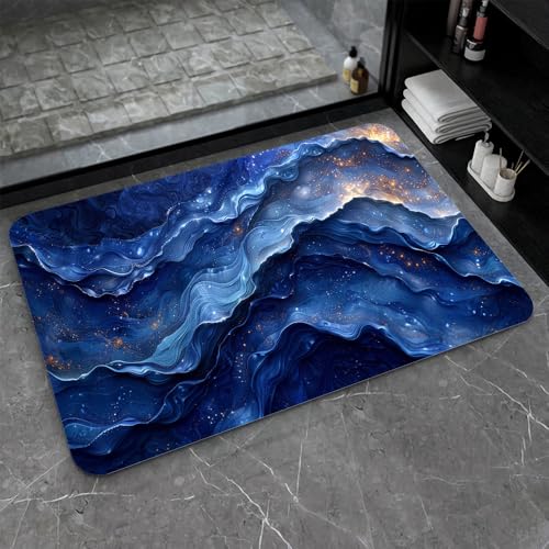 OwkHome Badematte Aus Kieselgur In Rot, Weiß Und Blau, Rutschfester, Super Saugfähiger Badezimmerteppich, Schnell Trocknende Küchentürmatte(#20,16x24Inch (40 * 60cm)) von OteHome
