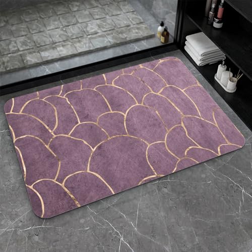 OwkHome Badematte Aus Kieselgur In Rot, Weiß Und Blau, Rutschfester, Super Saugfähiger Badezimmerteppich, Schnell Trocknende Küchentürmatte(#23,20x31Inch (50 * 80cm)) von OteHome