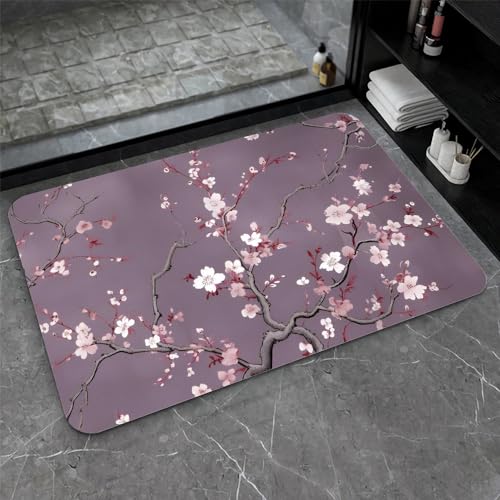 OwkHome Badematte Aus Kieselgur In Rot, Weiß Und Blau, Rutschfester, Super Saugfähiger Badezimmerteppich, Schnell Trocknende Küchentürmatte(#26,17x27.5Inch (43 * 70cm)) von OteHome