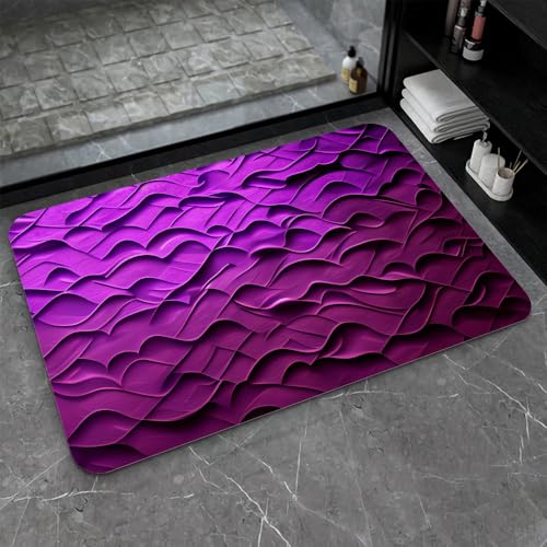 OwkHome Badematte Aus Kieselgur In Rot, Weiß Und Blau, Rutschfester, Super Saugfähiger Badezimmerteppich, Schnell Trocknende Küchentürmatte(#35,20x31Inch (50 * 80cm)) von OteHome