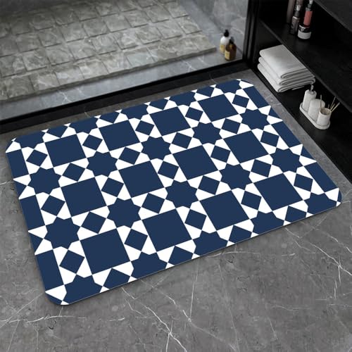 OwkHome Badematte Aus Kieselgur In Rot, Weiß Und Blau, Rutschfester, Super Saugfähiger Badezimmerteppich, Schnell Trocknende Küchentürmatte(#4,16x24Inch (40 * 60cm)) von OteHome