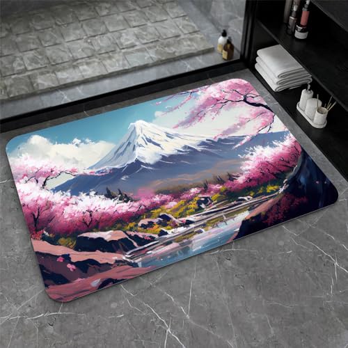 OwkHome Badematte Aus Kieselgur In Rot, Weiß Und Blau, Rutschfester, Super Saugfähiger Badezimmerteppich, Schnell Trocknende Küchentürmatte(#42,16x24Inch (40 * 60cm)) von OteHome