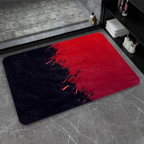 OwkHome Badematte Aus Kieselgur In Rot, Weiß Und Blau, Rutschfester, Super Saugfähiger Badezimmerteppich, Schnell Trocknende Küchentürmatte(#6,20x31Inch (50 * 80cm)) von OteHome