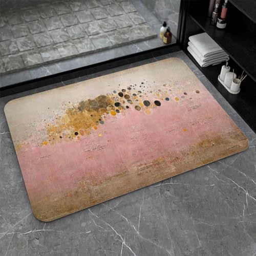 OwkHome Badematte Aus Kieselgur In Rot, Weiß Und Blau, Rutschfester, Super Saugfähiger Badezimmerteppich, Schnell Trocknende Küchentürmatte(#8,16x24Inch (40 * 60cm)) von OteHome