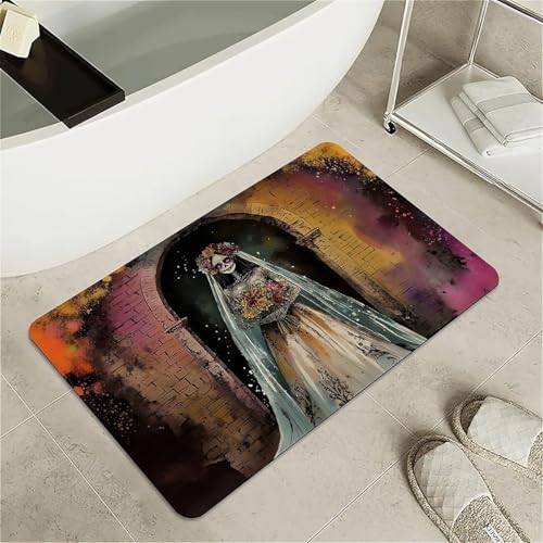 OwkHome Badematte mit botanischem Kaninchenmotiv – Rutschfester Kieselgur-Steinteppich, schnelltrocknend(#31,17x27.5Inch (43 * 70cm)) von OwkHome