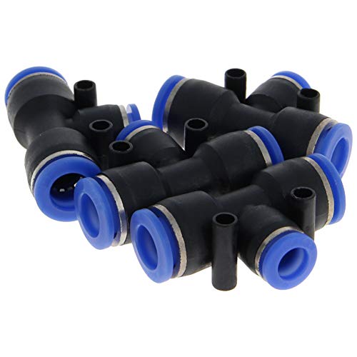 4 Stück PEG10-8 T-Push-to-Verbindungsstücke, Kunststoff-3-Wege-T-Stück mit reduzierenden 10 mm auf 8 mm pneumatischen Steckern, blau von Othmro