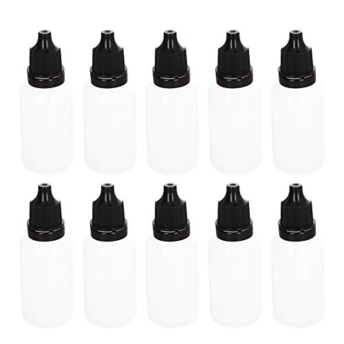 Othmro 10 Stück 20 ml PE-Kunststoffflaschen, quetschbare Augen-Flasche, kleine Öffnung, Tropfenflaschen, Flüssigproben-Versiegelung, Aufbewahrungsflaschen mit schwarzem Deckel für Reisen und Küche von Othmro